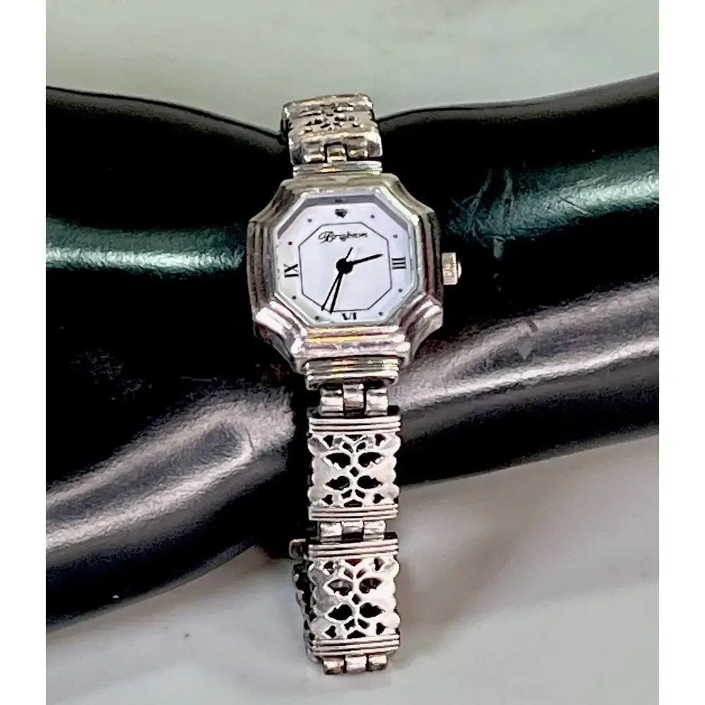 BRIGHTON Barcelona Women’s Quartz Watch Silver Tone Floral Bracelet